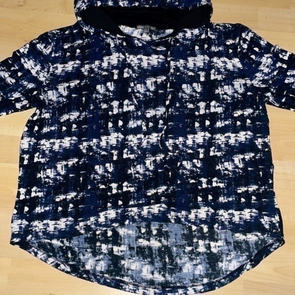 Threads 4 thought longsleeve pullover hoodie S black blue white gently preloved - Picture 2 of 8